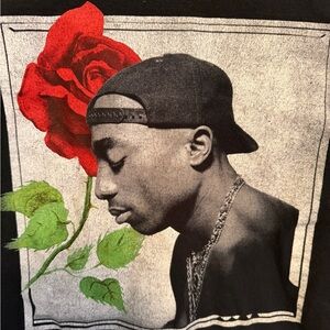 Tupac Long Sleeve Tshirt with Rose